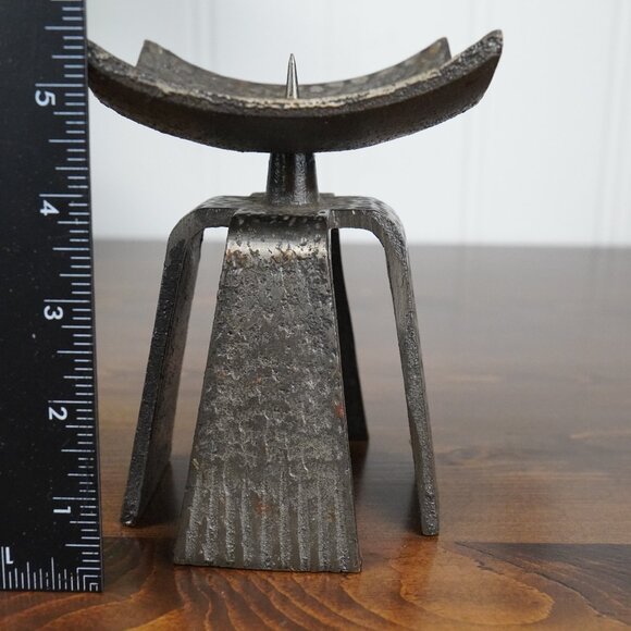 Brutalist Iron Candle Holder Mid Century Modern Spike Candle Stand - Picture 9 of 10